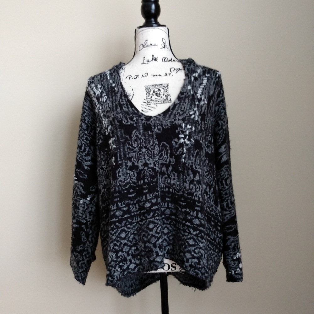 Free People oversized gray hooded wool blend sweater size S